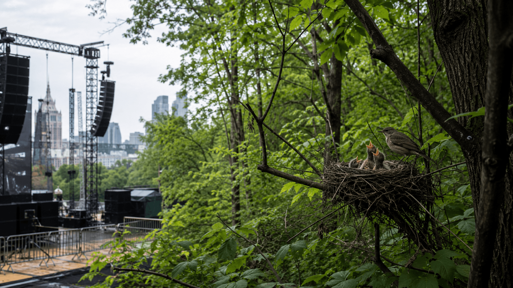 Londyn wycisza park dla skowronków. Warszawa puszcza techno pod gniazdami